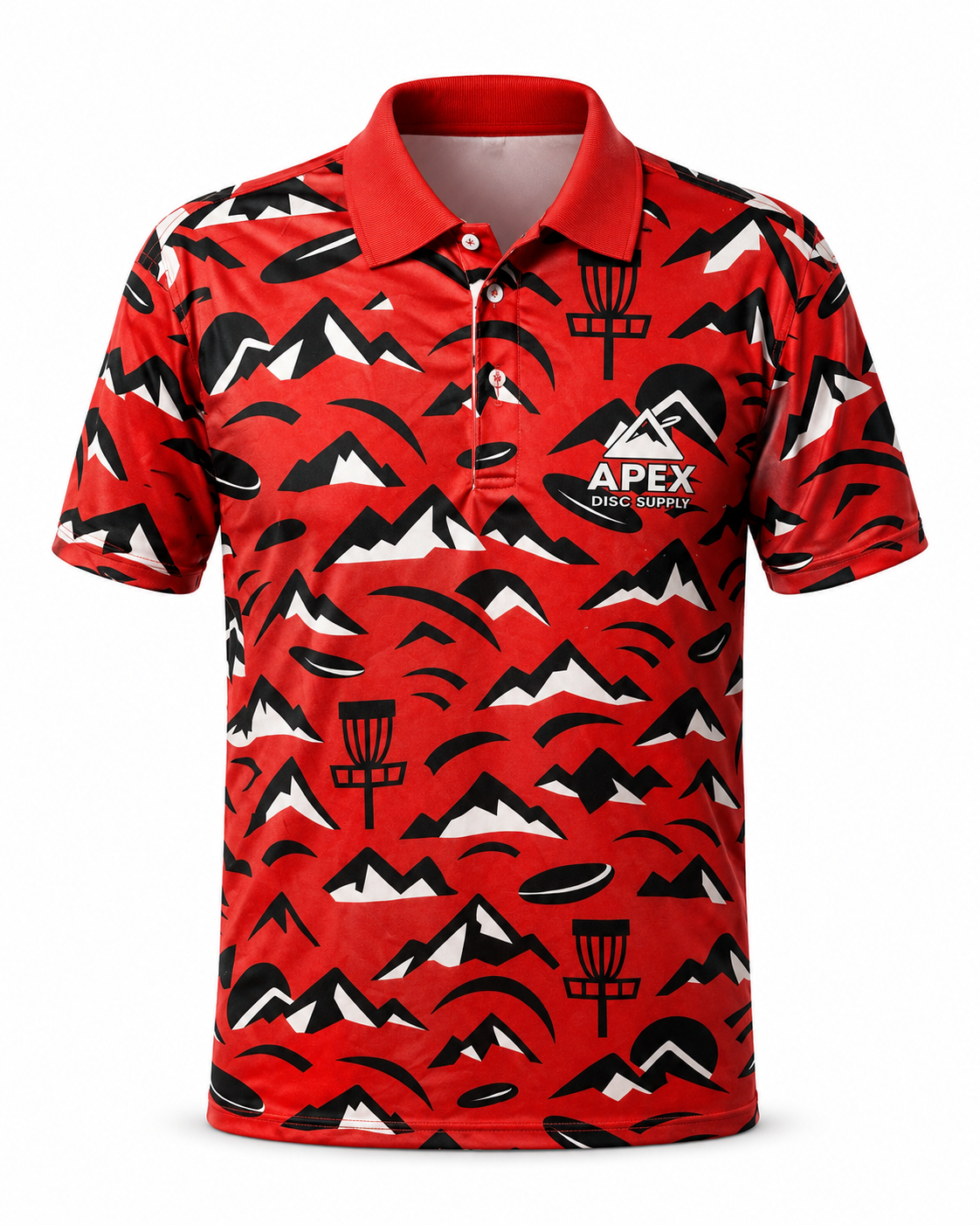 Disc Golf Polo - Mountain Baskets Design - Red