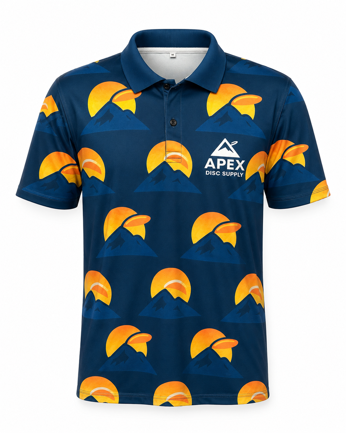 Disc Golf Polo - Mountain Disc/Sunset Design - Dark Blue