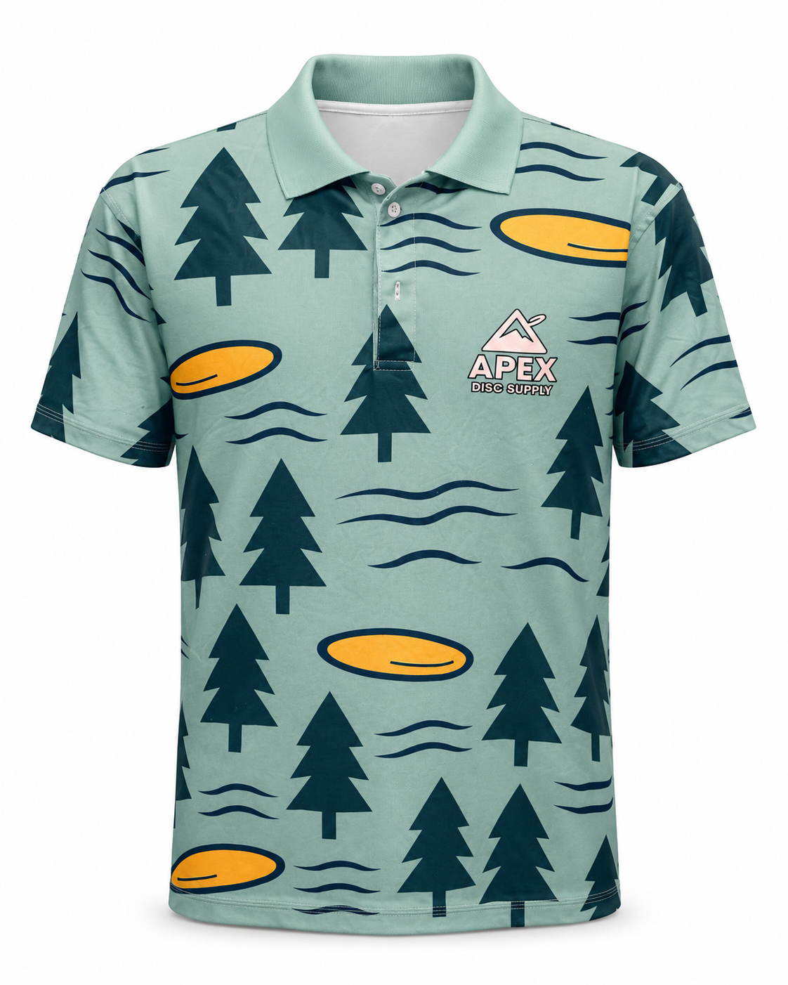 Disc Golf Polo - Woody Fairway Design - Teal