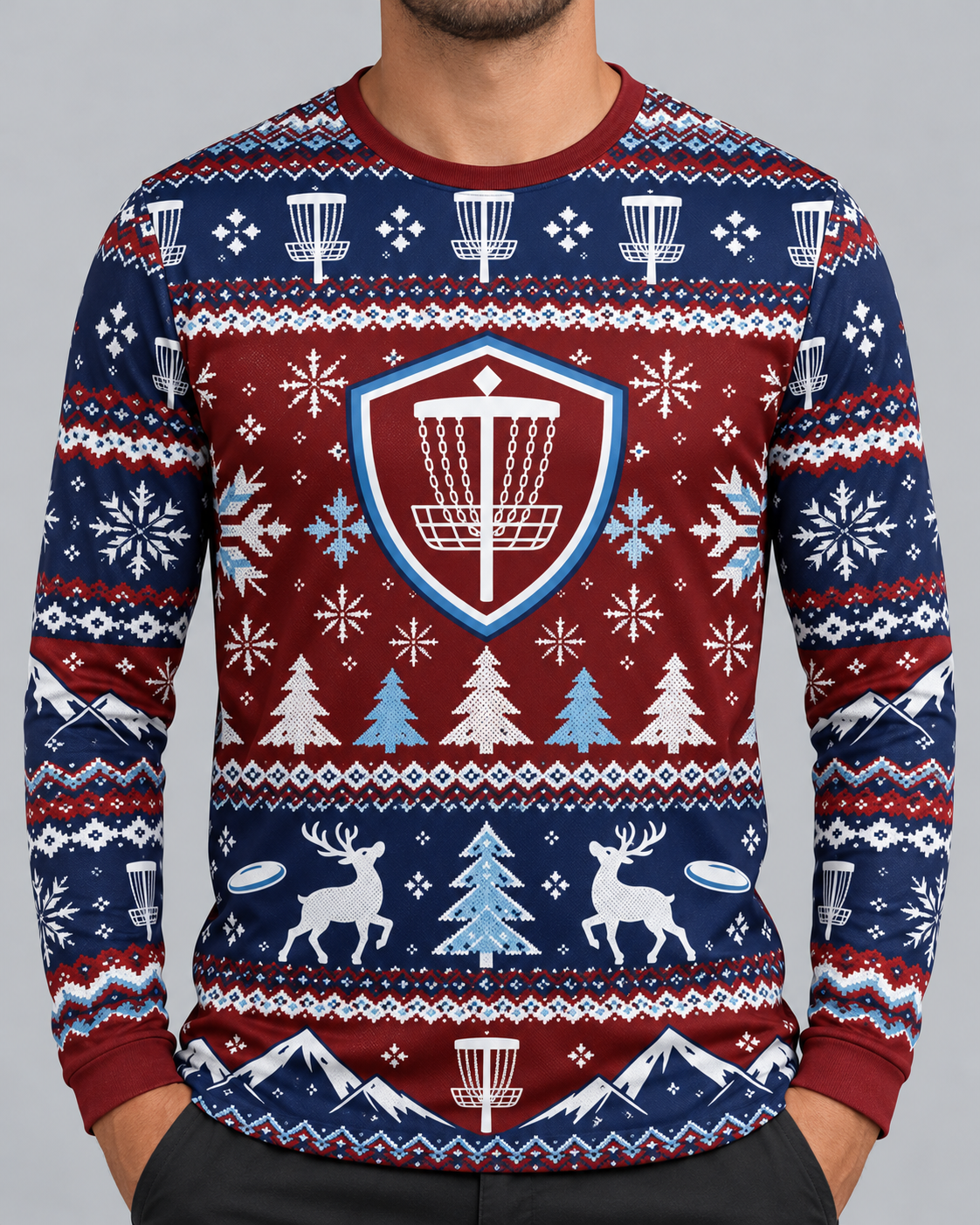 *Pre-Order* Disc Golf Jersey Shirt Ugly Sweatshirt Design Long Sleeve Shield