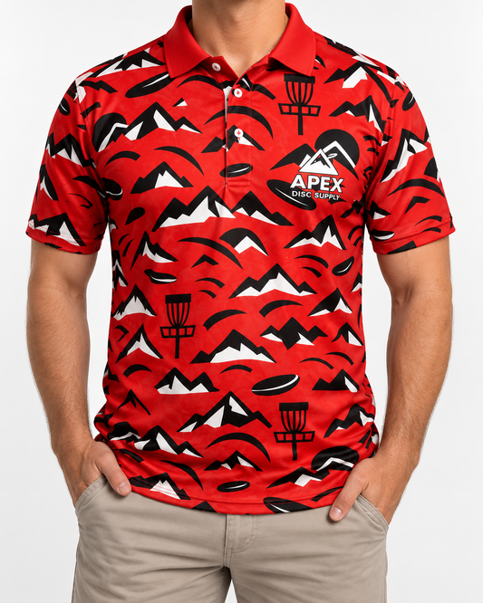 Disc Golf Jersey Polo Red Mountain Baskets Design Apex Disc Supply