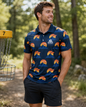 Disc Golf Polo - Mountain Disc/Sunset Design - Dark Blue